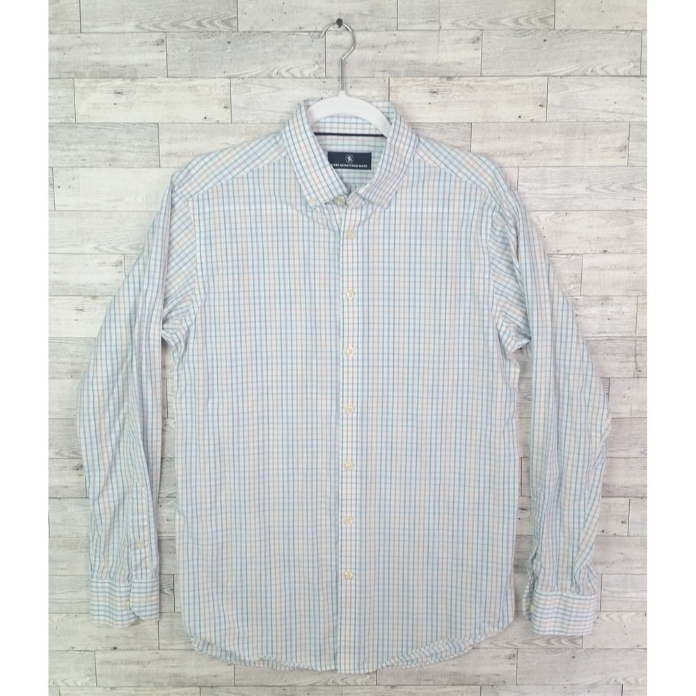Hart Schaffner Marx Button Down Plaid Shirt Dress Shirt Long Sleeve Size M Light